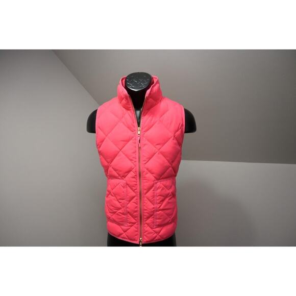 J Crew Puffer Vest Down Waterfowl Pink Full Zip Performance Womens Sz Small - Picture 1 of 9
